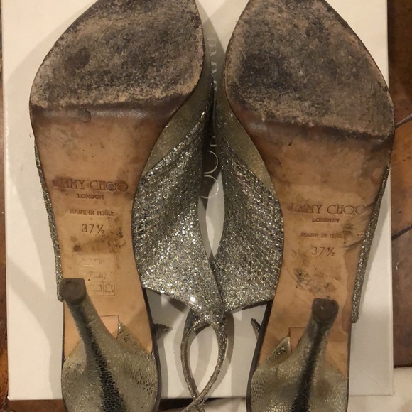 Jimmy Choo Glitter Champagne Clue Heels 7 - Picture 8 of 10